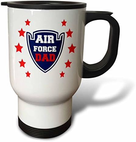3dRose Hava Kuvvetleri Baba Mavi Seyahat Kupası, 14 oz, Beyaz