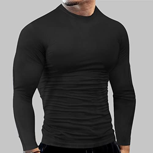 ZDFER Erkekler Egzersiz Sıkıştırma T-Shirt Uzun Kollu Kas Slim Fit Çabuk Kuruyan Dip Üstleri Elastik Atletik Spor