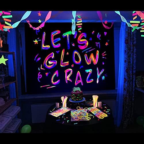 Ralxion Karanlıkta Parlayan Parti Malzemeleri Neon Parti Zemin Glow Parti Malzemeleri ve Süslemeleri Let's Glow Backdrop