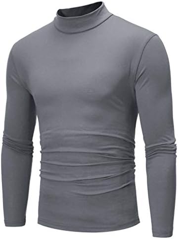 BEUU erkek Mock Boyun T-shirt, 2022 Bahar Elastik Pamuklu Slim fit Düz Renk Balıkçı Yaka Temel Üstleri Sıcak Fanila