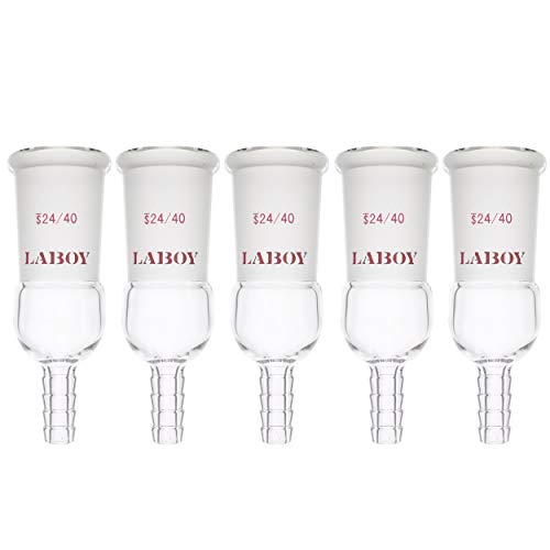 Laboy Cam Vakum İnert Gaz Giriş Adaptörü İle 24/40 Dış Cam Bağlantı ve 8mm Hortum Bağlantısı Organik Kimya Laboratuvar