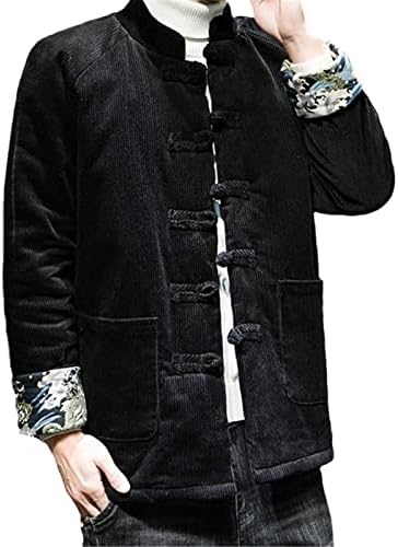 Kadife Ceket Erkekler Pamuk-Yastıklı Antik Stil Baskı Sıcak Ceket Retro Çin Ceket