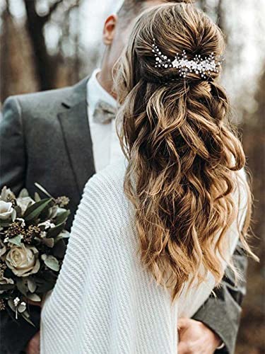 GORAİS Çiçek Gelin Düğün Saç Vine Gümüş Rhinestone Gelin Kafa Inci Düğün Başlığı saç aksesuarları Kadınlar ve Kızlar