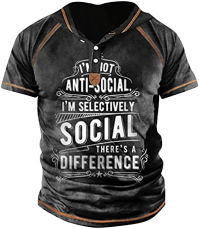 Erkek Slim Fit Rahat Gömlek Baskılı T Shirt Açık Sokak Kısa Kollu Üstleri Kapşonlu Düğme Tees Bluz