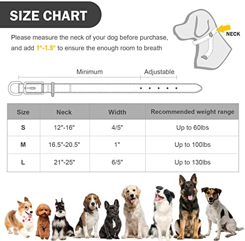 JOYEEIIOO Köpek Deri Yaka-Yumuşak Yastıklı evcil hayvan tasması-Ayarlanabilir Köpek Tasmaları-Küçük, Orta, Büyük Köpekler