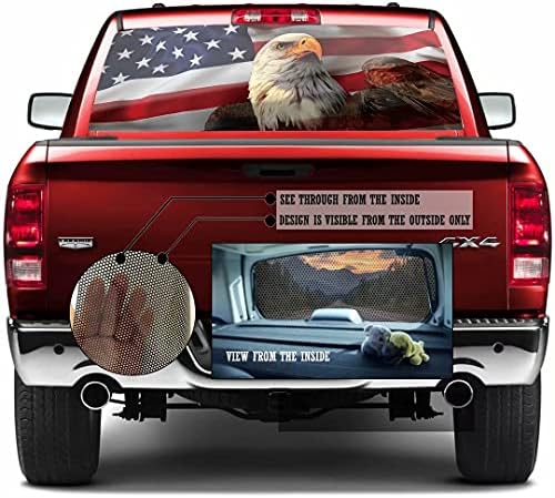 Amerikan ABD Bayrağı Kartal Araba Arka Cam Sticker Dekorasyon, Delikli Cam Filmi Çıkartmaları için Kamyon Arka Cam,