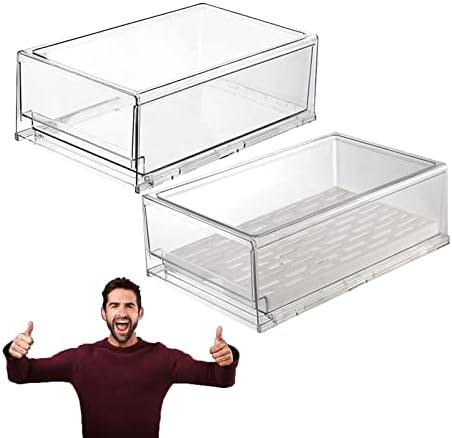 SRHMYWGY Buzdolabı Organizatör, Ücretsiz Çekme saklama kutusu Set Şeffaf Plastik Malzeme ile Drenaj Pan, Düzenlemek