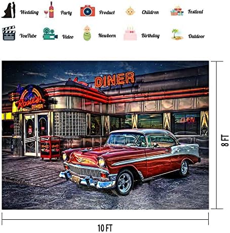 VIDMOT 50's Rock Roll Diner Zemin 1950s nostaljik araba Retro Nostalji Fotoğraf Arka Plan 10x8ft Fotoğraf Çekim Stüdyosu