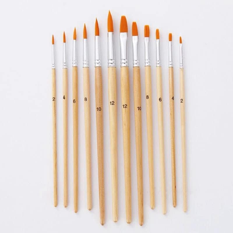 WYFDP 12 Paket Ahşap Sanatçı Boya Fırçaları Farklı Boyut Naylon Boya Fırçası Seti Suluboya Resim Sanat Malzemeleri