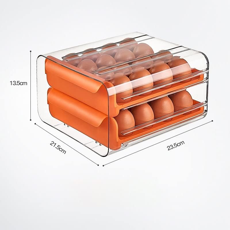 ZCMEB Yumurta saklama kutusu Buzdolabı Şeffaf Çift Katmanlı Çekmece tipi Yumurta kutu konteyner Ev (Renk: Siyah, Boyut
