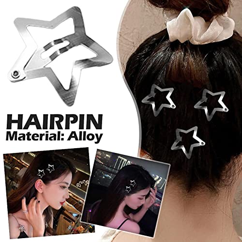 1/2/5/10 adet Gümüş Yıldız BB Tokalar Mini metal baskı Klip Pentagram Saç Tokası Kadın Headdress Mini basmalı klips