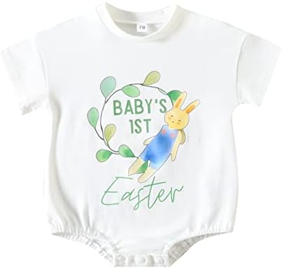 Bebek Erkek Kız Paskalya Bodysuit Kısa Kollu Karikatür Tavşan Romper Kıyafetler Bebek Sevimli Giysiler Bebek Kız Bebek