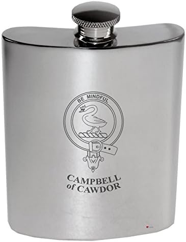 Campbell of Cawdor Aile Arması 6oz Cilalı Kalaylı Böbrek Şişesi