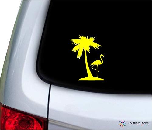 Güney Etiket Şirketi Flamingo bir Palmiye Ağacı 3.9x5. 2 inç Plaj Okyanus Boyutu Dizüstü araba Pencere Kamyon Yapımı