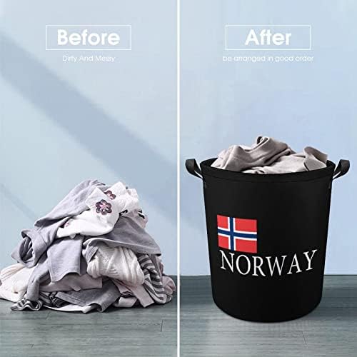 Norveç Ulusal Gurur çamaşır sepetleri Kolları ile Su Geçirmez Yuvarlak Katlanabilir Giysi Sepetleri saklama çantası