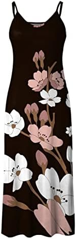 Yaz Çiçek Boho Baskı Elbiseler Kadınlar için Kolsuz Casual Çiçek Baskı plaj sundress Zarif Parti Salıncak uzun elbise