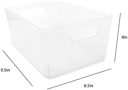Isaac Jacobs 5'li Paket Orta Şeffaf Saklama Kutusu (9,5” x 6,5” x 4”) Kesme Kulplu Set, Plastik Düzenleyici, Çoklu