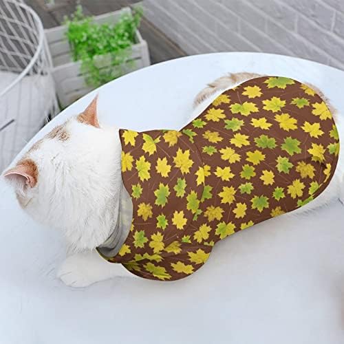 Sarı Akçaağaç Yaprakları Köpek ve Kedi Kostümleri Sevimli Pet Hoodie Takım Elbise Şapka ile Sevimli Kıyafetler Giysileri