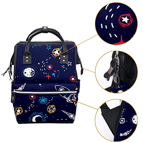Karikatür Uzay Galaxy Roket bez bebek bezi çantaları Mumya Sırt Çantası Büyük Kapasiteli Bez Torba Hemşirelik Seyahat