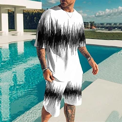 Bmısegm Büyük ve Uzun Boylu Takım Elbise Erkekler için Erkekler Moda Bahar Yaz Takım Elbise 2 Parça Plaj Baskılı Kısa