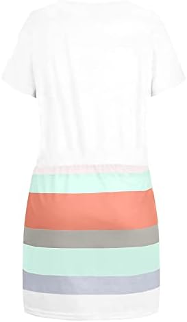 FZYLQY 2023 yaz elbisesi Kadınlar için, Bayan Rahat Çizgili Elbise Rahat kısa kollu tişört Elbise Yumuşak Gevşek Salıncak