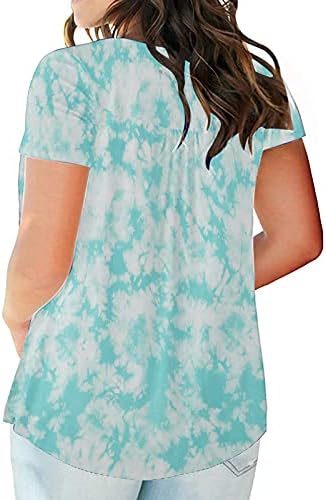 Büyük boy Yaz T Shirt Kadınlar için Renkli Batik Dantelli Tunik Üstleri V Boyun Kısa Kollu Casual Bluzlar
