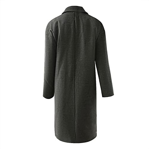 Trençkotlar Kadınlar için Uzun Sıcak Faux Yün / Blazer Ceketler Kışlık Mont Kadınlar için Yatak Açma Yaka Uzun Kollu