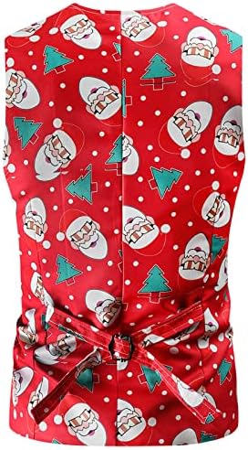 WOCACHİ 2 ADET Noel Takım Elbise Mens için, Noel Noel Baba Kardan Adam Baskı Tek Göğüslü Yelek Pantolon Takım Elbise