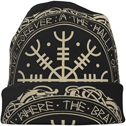 Erkekler Vikings Bere Kapaklar, İskandinav Rune Kafatası Kap Örgü Şapka Hımbıl Kap Sonbahar Yaz Rahat bere