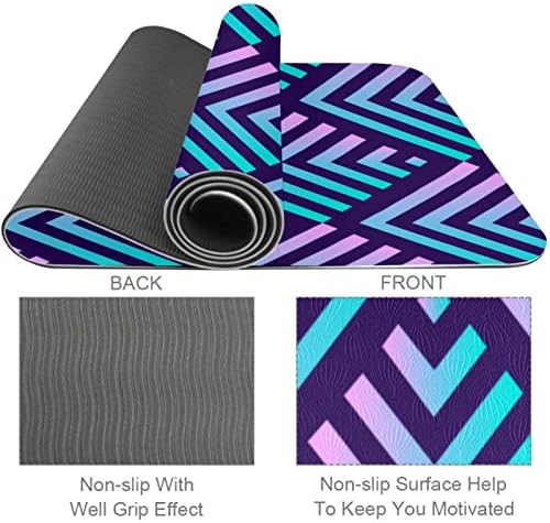 kadınlar için 6mm Ekstra Kalın Kaymaz Yoga Mat, mavi ve Pembe Üçgen Desen Ev Kat Egzersiz için Egzersiz Fitness Paspaslar