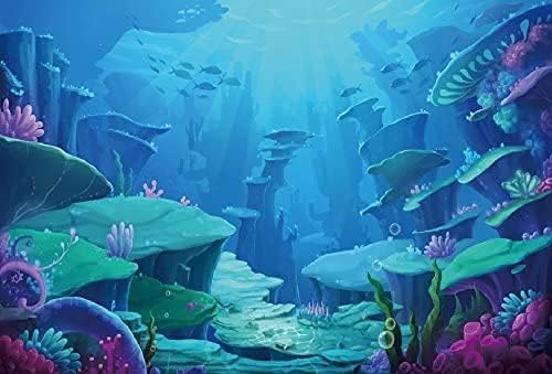 Küçük Denizkızı Fotoğraf Arka Planında - Fotoğraf Arka Plan-Yeele 15x10ft Okyanus Denizkızı Prenses Zemin Resim Doğum