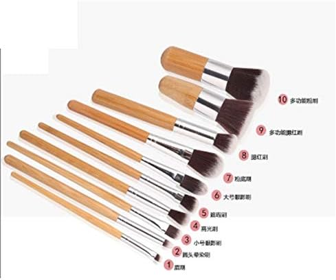 EYHLKM 11 adet Doğal Bambu Kolu Makyaj Fırçalar Seti Vakfı Karıştırma Kozmetik Makyaj Aracı Seti