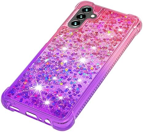 Temperli Cam Ekran Koruyucu ile Samsung Galaxy A14 5G Kılıf için CAİYUNL, kadın Kızlar Glitter Bling Yüzen Sıvı Sevimli
