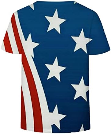 Ausyst Bayan Amerikan Bayrağı Tişörtleri Yaz Rahat Kısa Kollu Yuvarlak boyun Üstleri 4th Temmuz Bağımsızlık Günü Vatansever