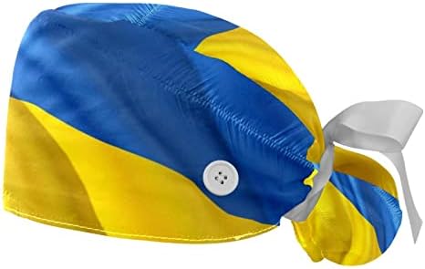 Destek Ukrayna 2 Adet Ayarlanabilir Kabarık Şapka Düğmeleri ve Ter Bandı Şerit Kafa Kravat Kapakları