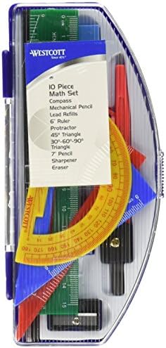 Westcott On Parçalı Matematik Alet Takımı, Çeşitli Renkler