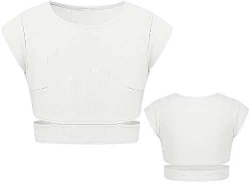 CHİCTRY Çocuk Kız Giyim T-Shirt Kap Kollu Yan Kesme Dans Atletik Tankı Kırpma Üstleri Gömlek