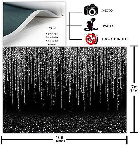 Avezano Siyah ve Gümüş Glitter Sparkle Backdrop Yetişkin Çocuklar için Bday Parti Süslemeleri Fotoğraf Arka Plan Gümüş