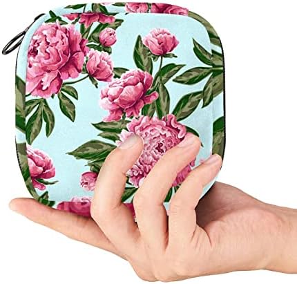 Pembe Şakayık Çiçek sıhhi peçete saklama çantası Taşınabilir Dönem Kiti Çantası Ped Torbalar Dönem Adet Fincan fermuarlı