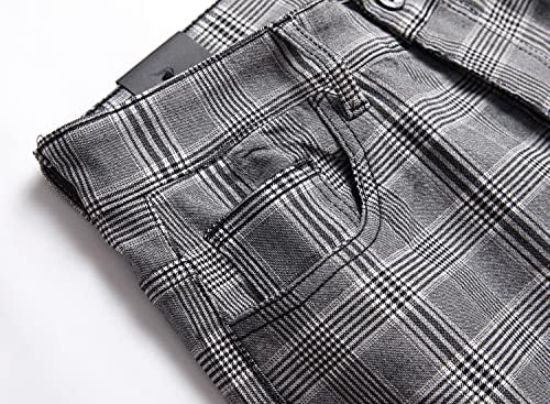 Keevoom Ekose Pantolon Erkekler için, Erkek Streç Sıska Düz Ön Rahat Slim Fit İş Elbisesi Chinos Pantolon