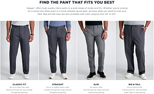 Haggar erkek Premium Demir Haki Slim Fit Düz Ön Rahat Pantolon