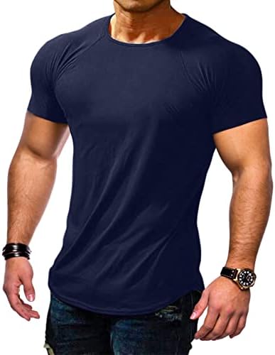 Erkek Kas Fit T-Shirt Kısa Kollu Atletik Slim Fit Casual Egzersiz Tee Gömlek Üst