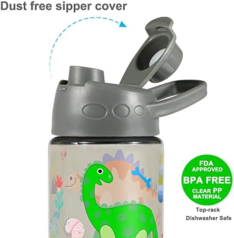 Koohot 15 oz Çocuklar Su içme şişesi-BPA Ücretsiz, Sızdırmaz, Chug kapak, Kızlar ve Erkekler için - 1 Paket (Dinozor)