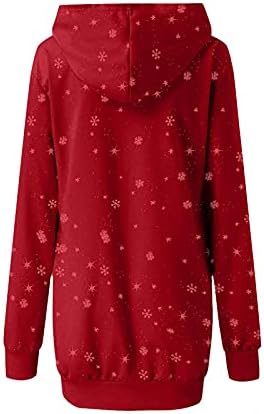 Merry Christmas Tunik Elbiseler Kadınlar için Çirkin Noel Ren Geyiği Kar Tanesi Grafik Hoodies Elbise Cep