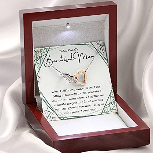 Message Card Jewelry, El yapımı Kolye - Kişiselleştirilmiş Hediye Birbirine Kalpler, Nişanlımın Annesi için, Anne