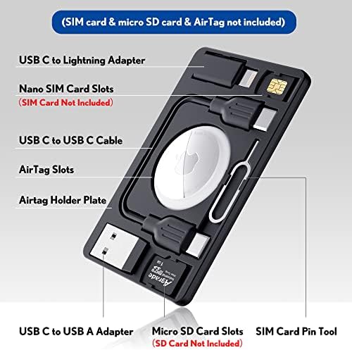 PZOZ Airtag Cüzdan Tutucu ile USB C Yıldırım Şarj Kablosu Adaptörü Saklama kutusu, Şarj Kablosu Tipi C USB A 3.1 3.0