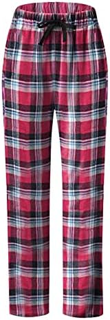 Bayan Ekose Pijama Pantolon Yüksek Bel Çiçek Baskı Pjs Pijama Cepler İpli Palazzo Salonu Geniş Bacak Pantolon