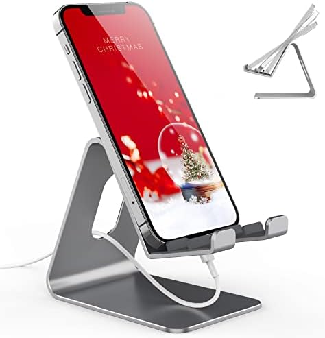 APPHOME Ayarlanabilir Cep Telefonu Standı, Masa Cep Telefonu Tutucu, Kaymaz Taban ve şarj Portu ile masa için Alüminyum