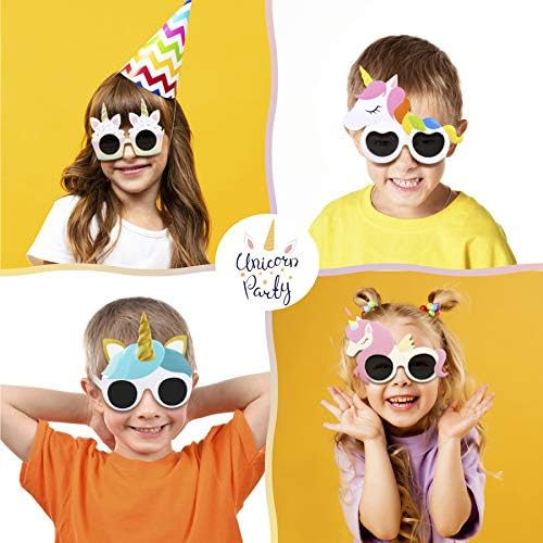 Unicorn Gözlük-Unicorn Doğum Günü Parti Malzemeleri, 6 Pairs Premium Unicorn Parti Iyilik Güneş Gözlüğü, Unicorn Çocuklar