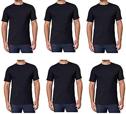 Kirkland Signature Erkek Mürettebat %100 Pamuklu Etiketsiz Boyunlu Tişört, 6'lı Paket (Siyah
